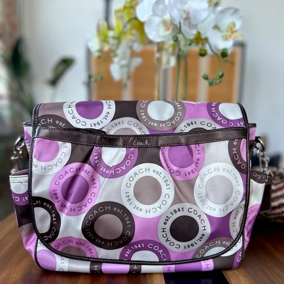 Vintage Coach Purple Signature Messenger or Diaper Bag EUC - Picture 1 of 12